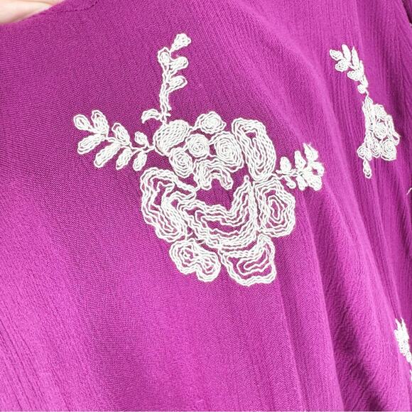 FREE PEOPLE Embroidered Austin Emma Boho Mini Dress Pink Sz L Boho Cowgirl Glam - Picture 8 of 15